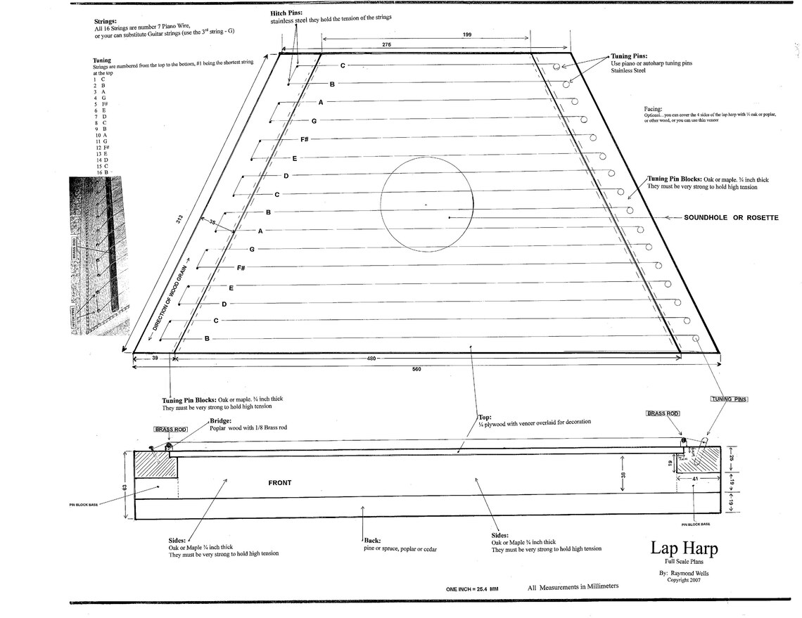 Lap Harp PLANS to Make This Harp Etsy