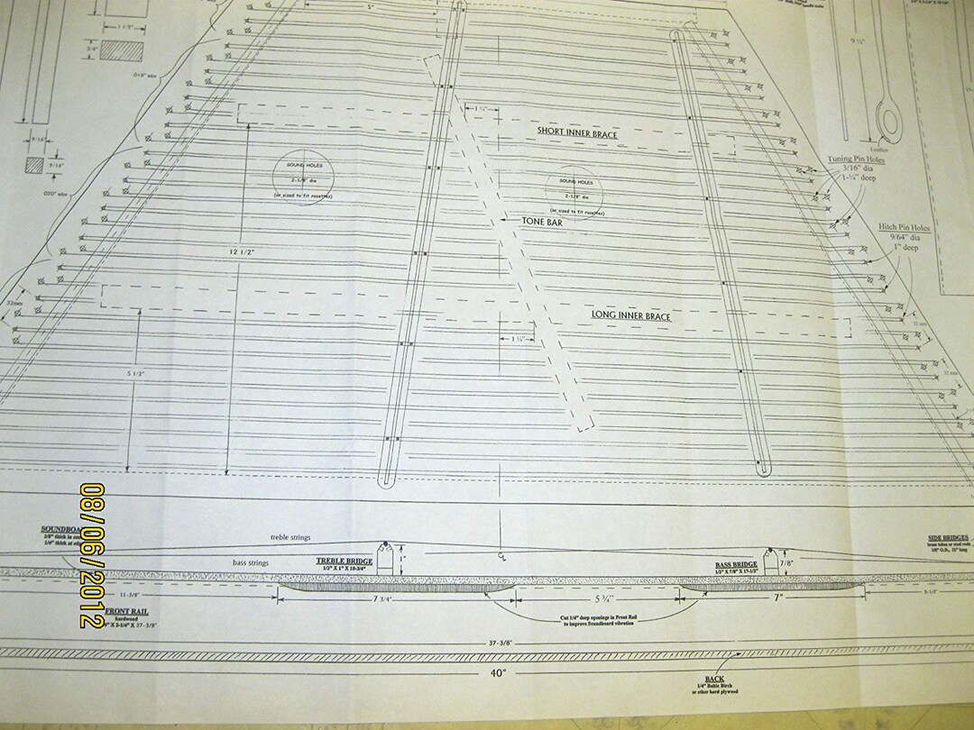 Hammered Dulcimer Plans 17/16 Full Scale PLANS to Make This Dulcimer