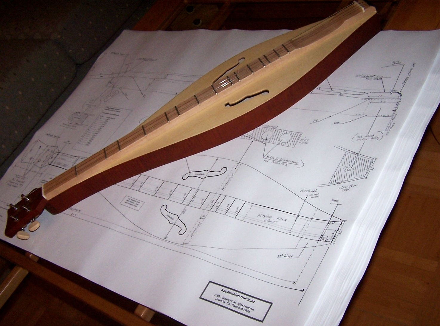 Teardrop Shaped Mountain Dulcimer Plans Full Scale PLANS to Make This