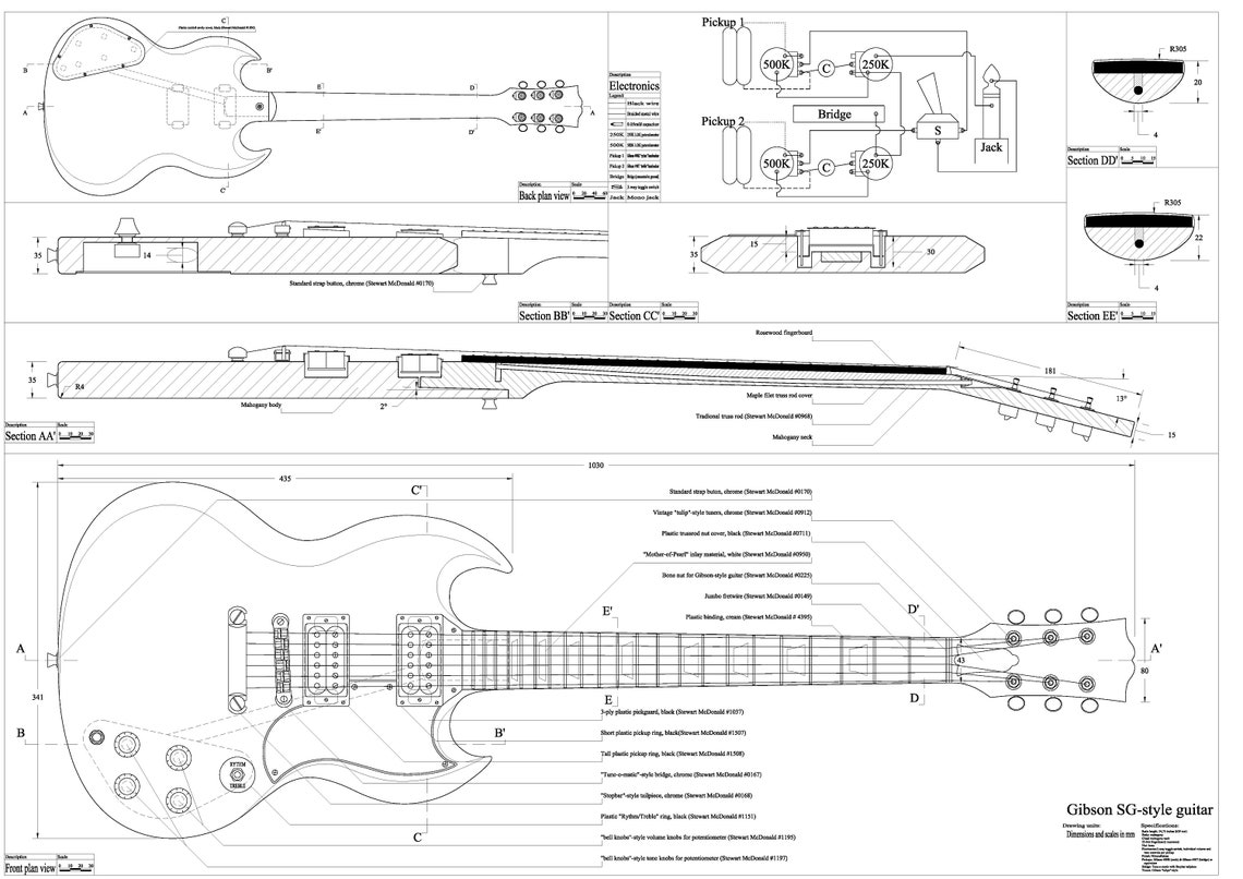 Gibson SG Electric Guitar PLANS to Make This Guitar Digital Download in