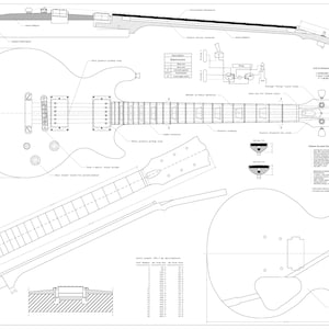 Guitarra Gibson Les Paul Double Cuts a escala real PLANOS para hacer esta guitarra - descarga digital en formato PDF