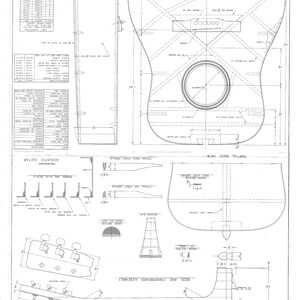 May include: Detailed technical drawing of an acoustic guitar, showing various views and components. The blueprint includes top, side, and partial back views, with neck and fingerboard assembly details. Measurements are indicated in inches, but would be in cm.