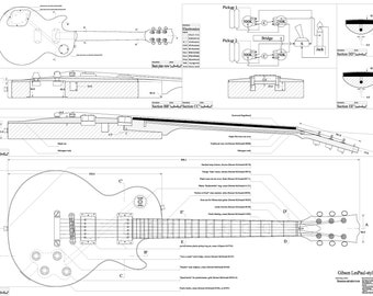 Full Scale Print Plan of Gibson Les Paul 59 Electric Guitar Full Scale Print Plan of Gibson Les Paul 59 Electric Guitar