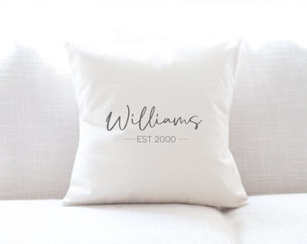 Script Name Canvas Pillow with Insert, Personalized Wedding Gift for Couple, 18 x 18in,  50th Anniversary Gift for Parents