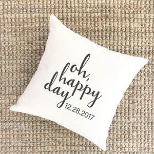 Oh Happy Day Custom Anniversary Pillow, Canvas 18in x 18in, Wedding Gift for Couple, Bridal Shower Gift, Golden 50th Anniversary Parents image 5