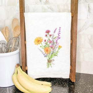 Garden Bouquet - Cotton Tea Towel, Flour Sack Towel, Kitchen Decor, Mother&#39;s Day Gift, Gift for Mom,  27&quot; x 27&quot; or 19&quot; x 28&quot;