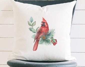 Cardinal (Fall Birds) - Square Canvas Pillow, Home Decor, Decorative Pillow, Throw Pillow, Fall Decor, 18" x 18"