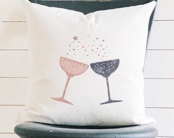 Champagne Toast - Square Canvas Pillow, Home Decor, Decorative Pillow, Throw Pillow, New Year's Decor, New Year's Pillow, 18" x 18"