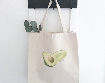 Avocado - Canvas Tote Bag, Market Bag, Grocery Bag, Sturdy Reusable Bag, Summer Market Bag, 14" x 14" x 5"