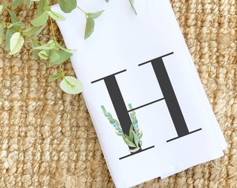 Monogrammed Personalized Tea Towel, Cotton Tea Towel. Spring Hostess Gifts, Affordable End of Teachers Gifts from Students