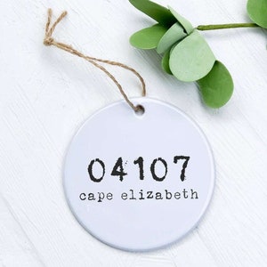 Customizable Zip Code - Ornament, Housewarming Gift, Gift from Realtor, Custom Gift Tag, New Home Gift, Porcelain Ornament, 2.75" diameter