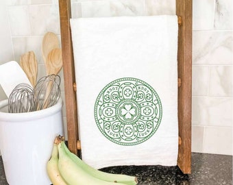 Irish Luck Circle - Cotton Tea Towel, Flour Sack Towel, St. Patrick's Decor, Kitchen Decor, St. Patrick's Tea Towel, 27" x 27"