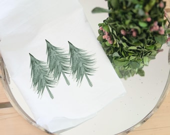 Three Trees Tea Towel, Cabin Farmhouse Decor Kitchen Towels, Christmas Gift for Mom,  27" x 27" or 19" x 28"