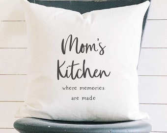 Mom's Kitchen - Square Canvas Pillow, Home Decor, Decorative Pillow, Throw Pillow, Spring Decor, Spring Pillow, 18" x 18"