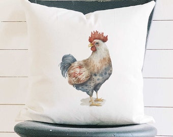 Farmhouse Chicken - Square Canvas Pillow, Home Decor, Decorative Pillow, Farmhouse Decor, Americana Decor, 18" x 18"