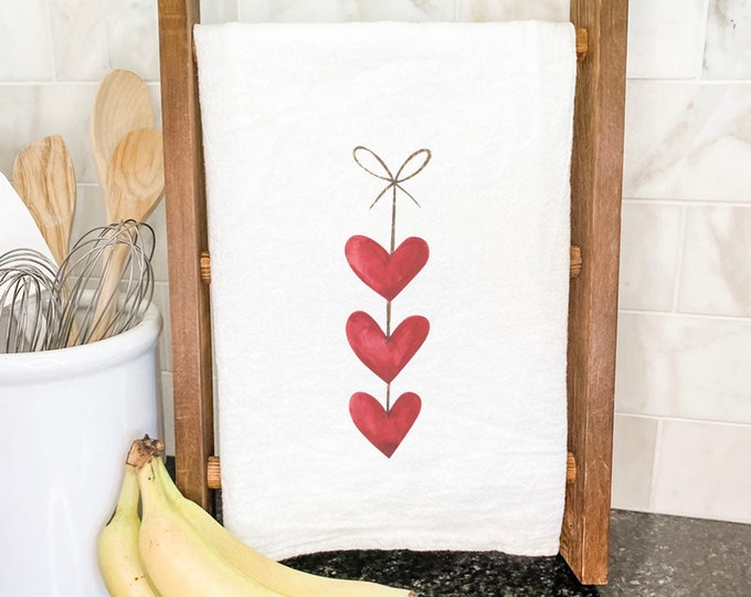 Valentines Conversation Heart Tea Towel, Holiday Kitchen Decor, Pink
