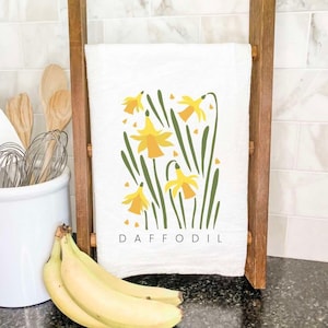 Daffodil (Garden Edition) - Cotton Tea Towel, Flour Sack Towel, Spring Tea Towel, Spring decor,  27&quot; x 27&quot; or 19&quot; x 28&quot;
