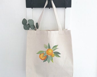 Tangerine Bunch - Canvas Tote Bag, Market Bag, Grocery Bag, Sturdy Reusable Bag, Summer Market Bag, 14" x 14" x 5"