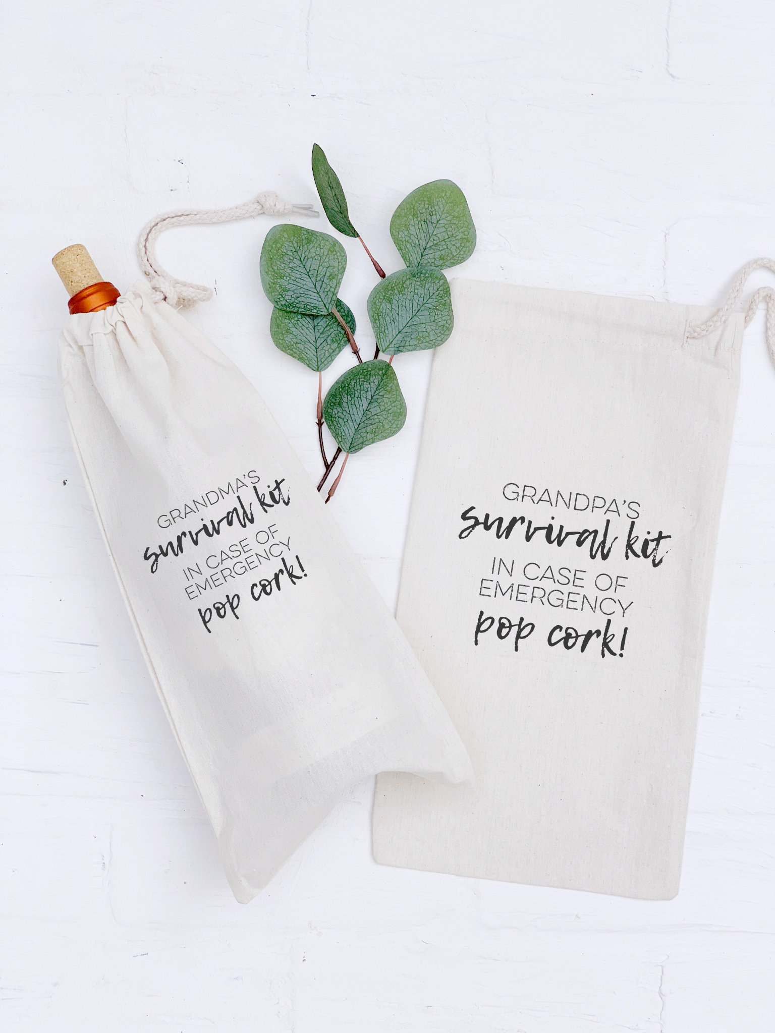 Grandmas Survival Kit Funny Quote Wine Bag Personalized Wine