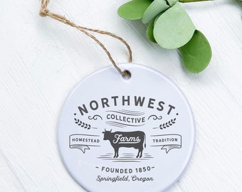 Regional Collective Custom - Ornament, Host Gift Tag, Porcelain Ornament, Custom Ornament, 2.75" diameter