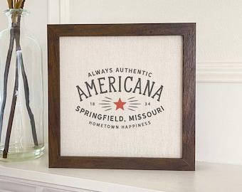 Americana Custom - Framed Sign, Home Decor, Custom Framed Sign, 9" x 9" Wood Frame
