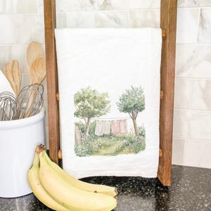 Spring Laundry Line - Cotton Tea Towel, Flour Sack Towel, Kitchen Decor, Kitchen towel,27" x 27" or 19" x 28"