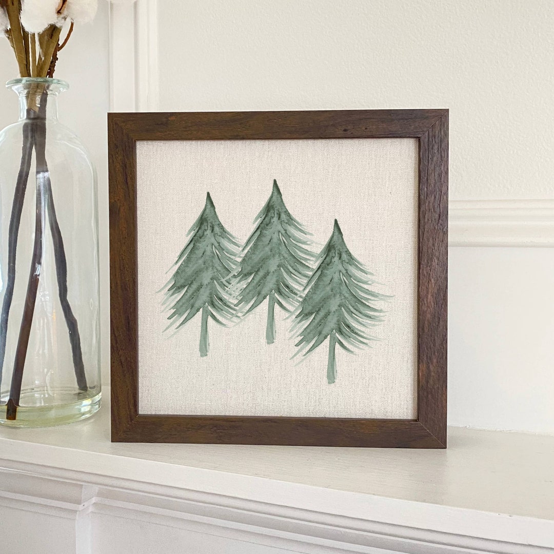 Three Trees - Framed Sign, Farmhouse Decor, Winter Fall Decor ...