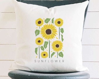 Sunflower (Garden Edition) - Square Canvas PillowFloral Pillow, Throw Pillow, 18" x 18"