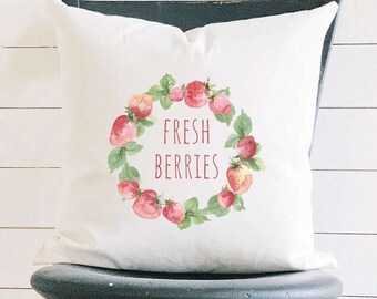 Fresh Berries - Square Canvas Pillow, Home Decor, Decorative Pillow, Throw Pillow, Custom Pillow, 18" x 18"