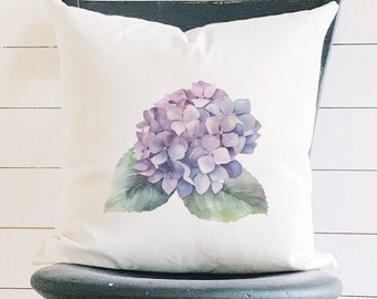 Watercolor Hydrangea - Square Canvas Pillow, Home Decor, Decorative Pillow, Throw Pillow, Summer Decor, Summer Pillow, 18" x 18"