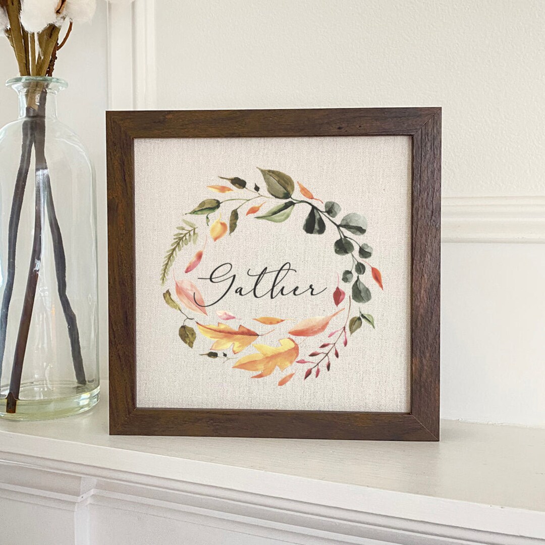 Gather Frame Gather Wreath - Framed Sign, Fall Sign, Fall Decor, Thanksgiving Decor ...