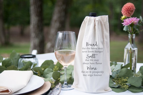 Hostess Gift Wine Gift Bag Housewarming Gift Bread Salt Wine - Etsy