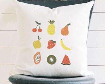 Summer Fruit - Square Canvas Pillow, Summer decor, Throw Pillow, 18" x 18"