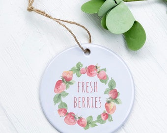 Fresh Berries - Ornament, Host Gift Tag, Porcelain Ornament, Custom Ornament, 2.75" diameter