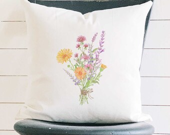 Garden Bouquet - Square Canvas Pillow, Home Decor, Decorative Pillow, Mother's Day, Gift for Mom, Gift for Grandma, 18" x 18"