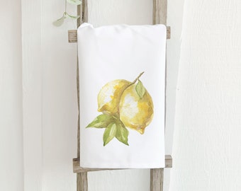 Watercolor Lemons Tea Towel, Soft and Absorbent Cotton Hand Towel. Flour Sack Farmhouse Spring Decor Guest