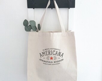 Americana Custom - Canvas Tote Bag, Custom Market Bag, Grocery Bag, Sturdy Reusable Bag, 14" x 14" x 5"