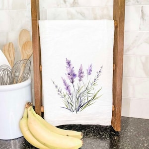 Watercolor Lavender - Cotton Tea Towel, Flour Sack Towel, Kitchen Decor, Kitchen towel, Summer, Floral,27&quot; x 27&quot; or 19&quot; x 28&quot;