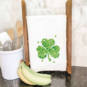 Clover of Clovers Cotton Tea Towel, Flour Sack Towel, St. Patrick's Decor, Kitchen Decor, St. Patrick's Tea Towel, 27 x 27 image 1