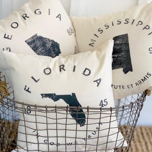 Custom State Pillows In Any State,  State Pride Home Gift , New Homeowner Housewarming Gift from Realtor, 18 x 18 Pillow with Insert