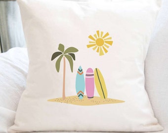 Surfboards - Square Canvas Pillow, Summer decor, Throw Pillow, 18" x 18"