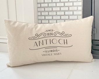 Vintage Marquee City State Estd - Rectangular Canvas Pillow, Home Decor, Decorative Pillow, Throw Pillow, Custom Pillow, 18" x 10"