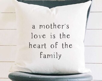 Mother's Love is the Heart - Square Canvas Pillow, Home Decor, Decorative Pillow, Throw Pillow, Spring Decor, Spring Pillow, 18" x 18"