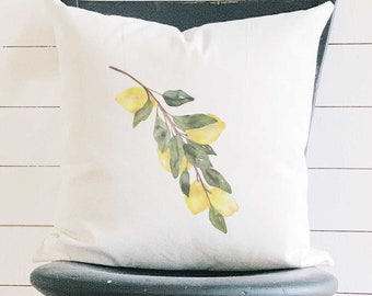 Lemon Branch - Square Canvas Pillow, Home Decor, Decorative Pillow, Throw Pillow, Summer Decor, Summer Pillow, 18" x 18"