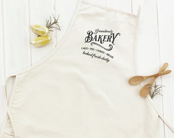 Grandma's / Mom's / Auntie's Bakery - Women's Apron, Cooking Apron, Mother's Day, Gift for Mom, Gift for Grandma, Adjustable Fit