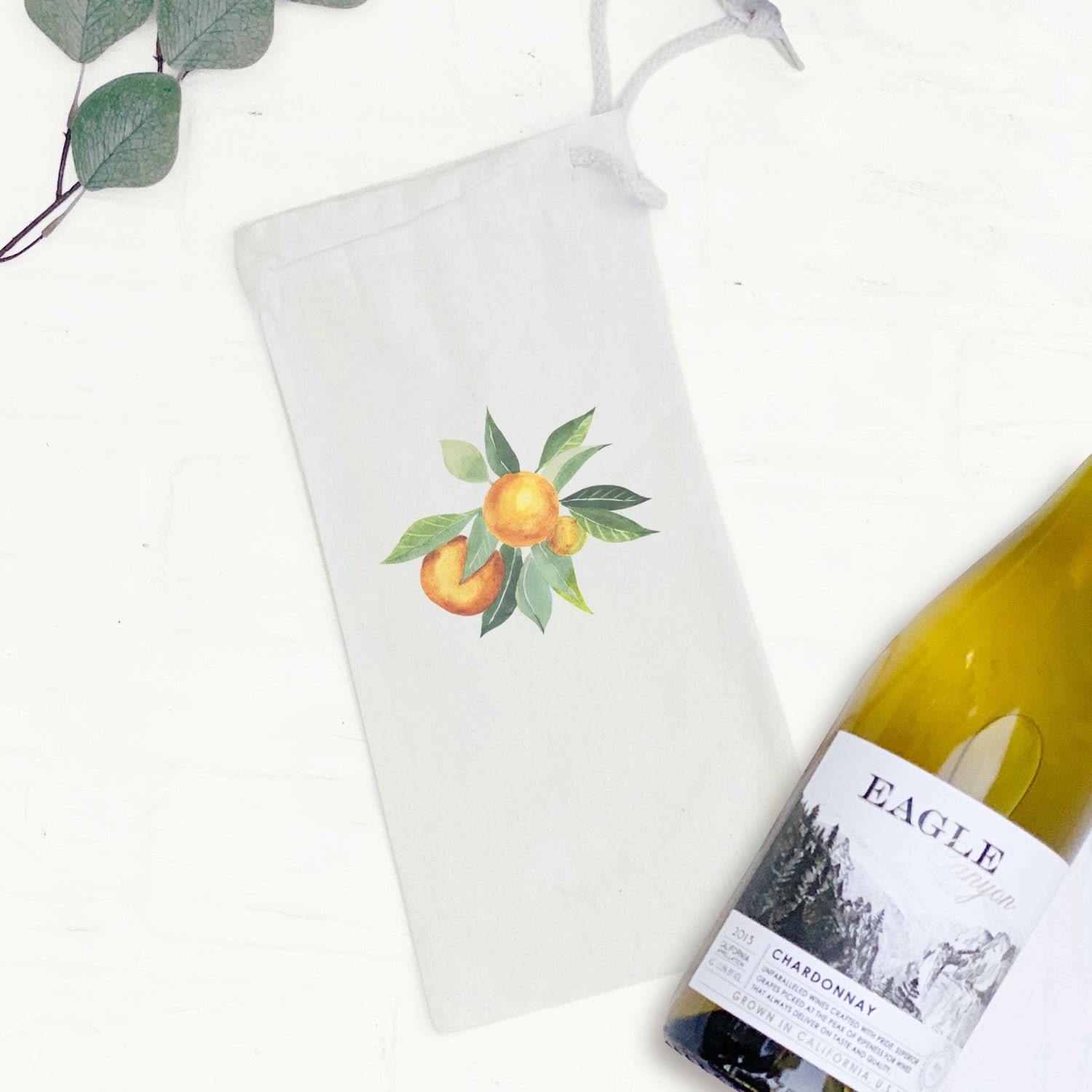Tangerine Bunch - Canvas Wine Bag, Wine Gift, Sturdy