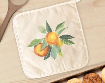 Tangerine Bunch - Cotton Pot Holder, Kitchen Decor, Hot Pad, Summer Pot Holder, 8" x 8"
