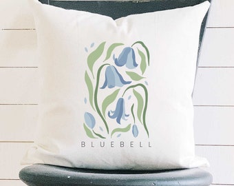 Bluebell (Garden Edition) - Square Canvas Pillow, Spring decor, Floral Pillow, Throw Pillow, 18" x 18"