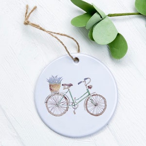 Lavender Bike - Ornament, Host Gift Tag, Porcelain Ornament, 2.75&quot; diameter