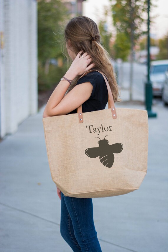 Queen Bee Bag Personalized Name Tote Bag Laminated Burlap Etsy